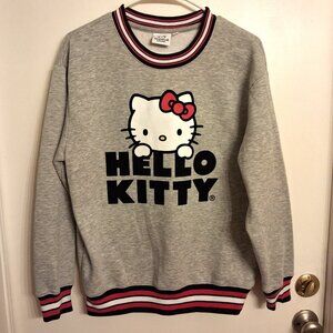 Hello Kitty Sweatshirt Women's Size Medium Gray Fleece Crew Neck Pullover Sanrio